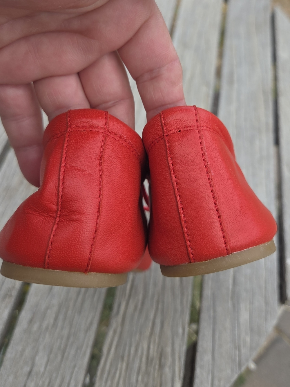 Nine West Red "Maerao" Leather Ballet Flats with Elastic Criss-Cross-Strap - Picture 9 of 10